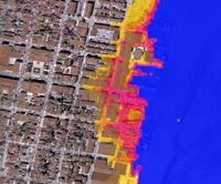 VIMS's street-level flood model simulates storm-surge inundation in Alexandria, Virginia during Hurricane Isabel. © D. Loftis/VIMS.