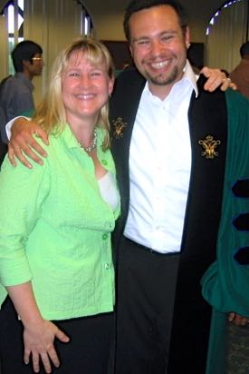 Professor Deborah Bronk with PhD student Joel Hoffman following graduation at W&M. 