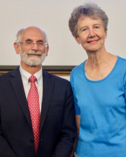 Cathy Cake (R) with VIMS Dean & Director John Wells  following the VIMS Awards Ceremony. © C. Katella/VIMS.