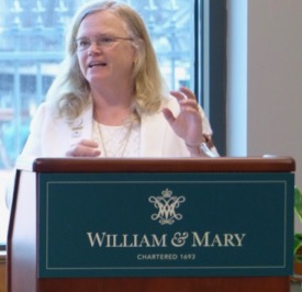 Dr. Linda Schaffner, Associate Dean of Academic Studies at VIMS, addresses the graduating students and other audience members during the VIMS Diploma Ceremony on May 11th.