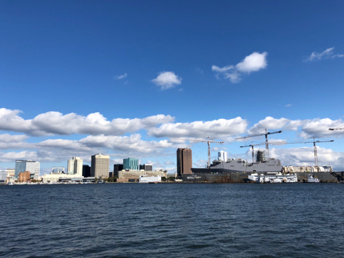 The Elizabeth River is one of the most highly developed watersheds in the Chesapeake Bay and U.S.; yet developed surfaces occupy only 16% of the potential marsh-migration area under 1 meter of sea-level rise. D. Malmquist/VIMS.