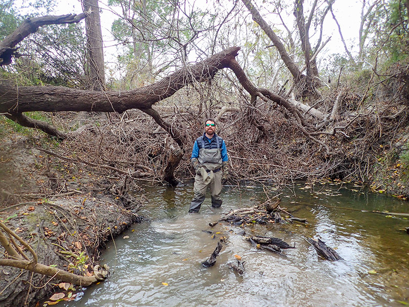 Co-author Chris Patrick helped develop models combining the decomposition rate of the cotton assay with chemical traits of different leaf species. Photo by Derek Hogan