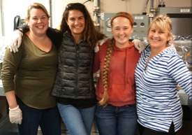 In 2016, Bronk and colleagues sailed on a month-long expedition to the coastal seas of northern Alaska aboard the nation’s newest icebreaker to study the role of nitrogen in Arctic food webs. From L: Rachel Sipler, Jenna Spackeen, Brianna Stanley, and Bronk. © K. Kenny.